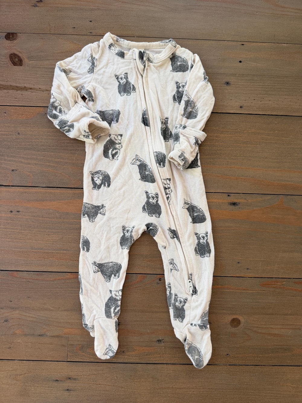 Like New Kate Quinn Two-Way Zip Modal Bear Footie - Newborn